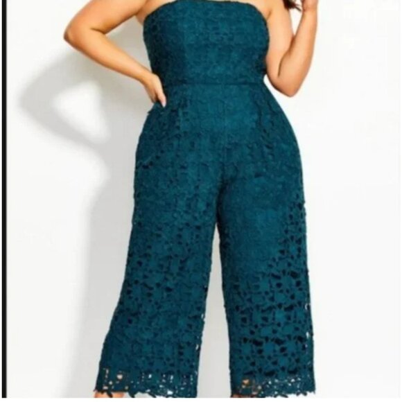 Brand New with Tags Teal Blue Crochet Jumpsuit - Picture 2 of 8